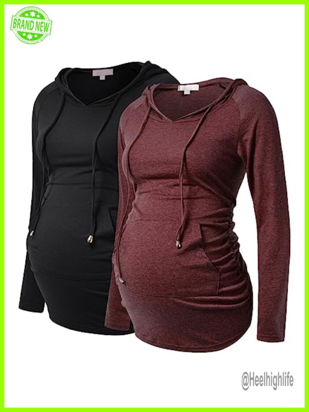 Maternity Hoodie Drawstring Long Sleeve Casual Top Layering Sweatshirt